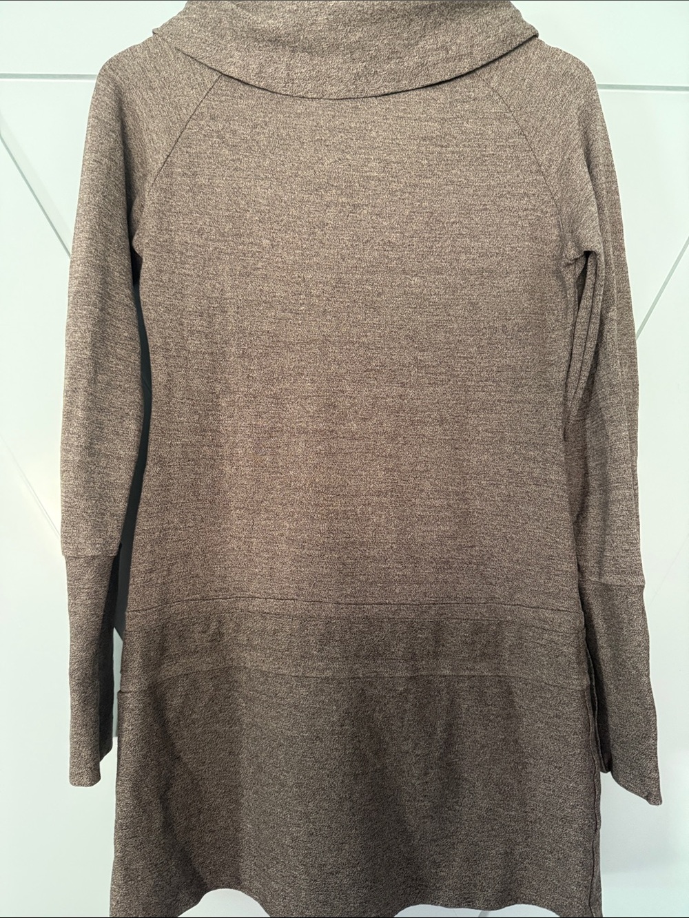 Women's Draped Cowl Tunic Sweatshirt/Tunic in Heather Brown - Picture 6 of 6